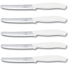 Victorinox Tomatenmesser Brötchenmesser Tafelmesser Set 5-teilig Swiss Classic (Weiß)