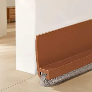 Wendict Zugluftstopper Türbürsten Dichtungsband für Türen 100 cm, Türboden-Dichtungsleiste, Bürstendichtung Dichtungsleiste, Türdichtung mit Bürste, Bürstendichtung für Türen, Braun