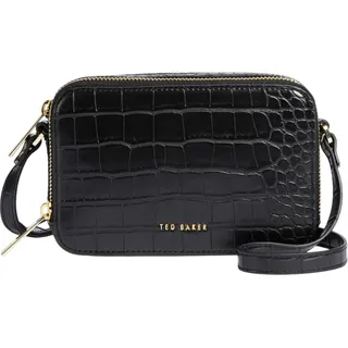Ted Baker Umhängetasche Stina Double Zip Croc Effect Mini Camera Bag Black schwarz - Schwarz