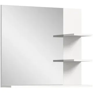 Inn.Furn Spiegel Badezimmer weiß 80 cm, Wandspiegel mit Regal , Weiß , Holzwerkstoff, Metall , Uni , Rechteckig , 82x56x34 cm , FSC Mix , Badezimmer, Badezimmerspiegel, Badspiegel