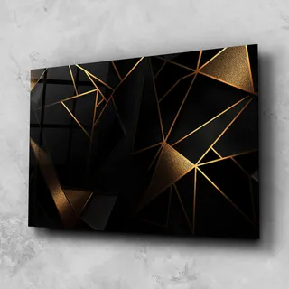 ARTHUB® Glasbild 80x120 cm, 4mm ESG | Moderne Wandbilder aus Glas für Wohnzimmer & Schlafzimmer, Wanddekoration, Wohnkultur, Abstrakte, Abstract Golden Art