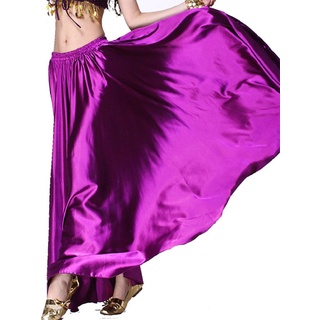 Wuchieal Bauchtanz Satin Rock Professionelle Tänzer Glänzender Full Round Swing Dance Skirt (Lila, One Size)