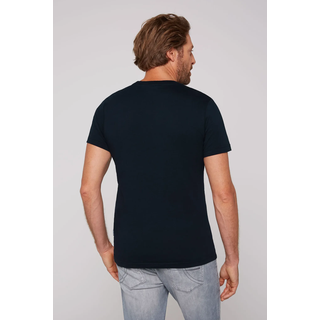 T-Shirt CAMP DAVID, Herren, Gr. L, blau (blau navy), Single Jersey, Obermaterial: 100% Baumwolle, bedruckt, unifarben, normal hüftbedeckend, Rundhals, Shirts T-Shirt, mit Logo-Print auf der Vorderseite