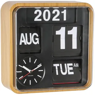 Karlsson Wanduhr Mini Flip - Bambus - 24x24x10cm - Quadratisch - Kunststoff - Wanduhr Modern Wohnzimmer - Wanduhren