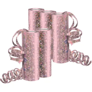 Silvester Deko 2026 Luftschlangen Metallic Rosegold Glitzer – 5 Rollen mit 18 Glitzernden Luftschlangen für Neujahr und Geburtstag –5STK–