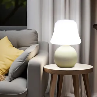MLOQI Pilz Tischlampe für Wohnzimmer Schlafzimmer Lichter Glas Nachttile mit einer 3 -Farb -Glühbirne, Nachtlicht,Nachttischlampe Geschenke für Freunde Mini Lampe (Gelb)