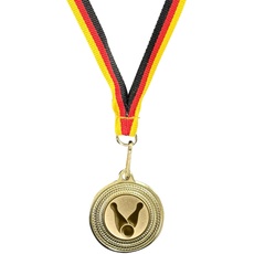 Pokal-Fabrik.de - 10 Stück Bowling Medaillen Kindergeburtstag aus Metall mit Band und Emblem für Kinder als Mitgebsel - mit schwarz rot goldenem Band