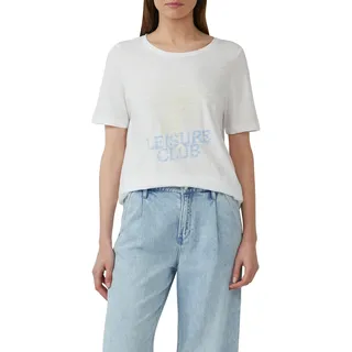 T-Shirt S.OLIVER, Damen, Gr. 38, weiß, Jersey, Obermaterial: 100% Baumwolle, bedruckt, relaxed fit taillenbedeckt, Rundhals, Shirts T-Shirt, mit Print