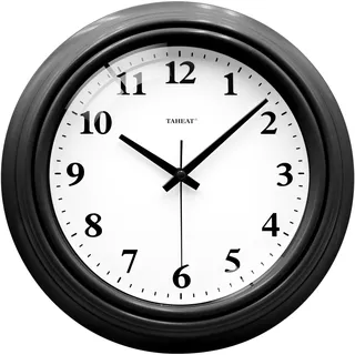 TAHEAT Wanduhr Schwarz 25cm Lautlos, Retro Küchenuhr ohne Ticken | Lautloses Quarzwerk & gehärtetes Glas: Große Ziffern, ideal als geräuschlose Uhr für Küche, Schlafzimmer und Büro.
