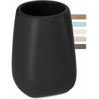KADAX Badezimmerbecher, Zahnputzbecher aus Keramik, Badezimmer Cup, Zahnbürstenhalter, Wasser Cup, mattiert (Schwarz 2)