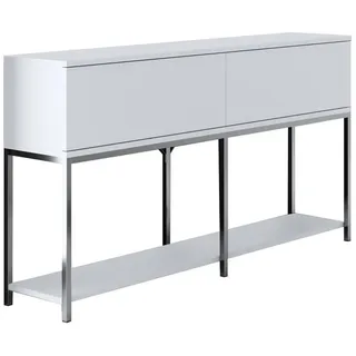 Calicosy Konsole 2 Schwingtüren L150 cm - Lord , Weiß, Silberfarben , Holzwerkstoff , 30x80x150 cm , Wohnzimmer, Wohnzimmertische, Konsolentische