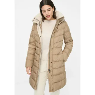 Steppmantel FUCHS SCHMITT "Steppkurzmantel", Damen, Gr. 52, braun (beige), Web, Obermaterial: 100% Polyester, clean, unifarben, regular fit lang, Rundhals, eingesetzt gerader Abschluss, Mäntel Steppmantel, mit Kapuze
