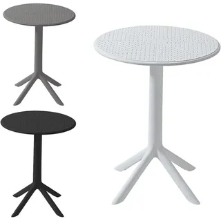 VORTIVO Gartentisch Ø60 cm rund, weiß, wetterfest & stabil – kleiner Balkontisch aus Kunststoff (PP), 76 cm hoch, ideal für Garten & Terrasse. - Weiß