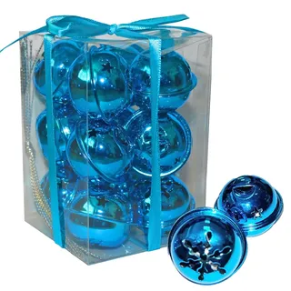 Weihnachtsglocken Baubles Baumdekoration 12er Pack Schneeflocke 40mm - Blau