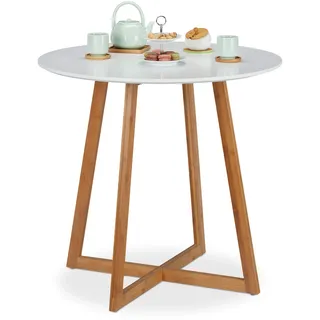 Relaxdays Ø 80 cm weiß/natur