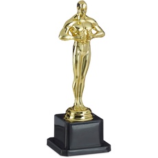 Bild Unisex Jugend, Gold Siegerfigur, quadratischer Sockel, Figur mit Kranz, Siegertrophäe, Hollywood, Geschenkidee, 18 cm groß, 1 Stück