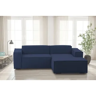 Talamo Italia - Sofa mit Halbinsel Lidia, modulares 4-Sitzer-Sofa mit linker Halbinsel, modernes Stoffsofa, 100 % Made in Italy, 240 x 170 x 70 cm, Blau