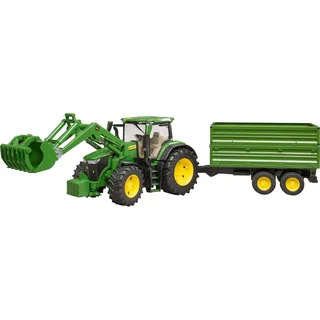 Bruder John Deere 7R 350 mit Frontlader und Tandemachstransportanhänger