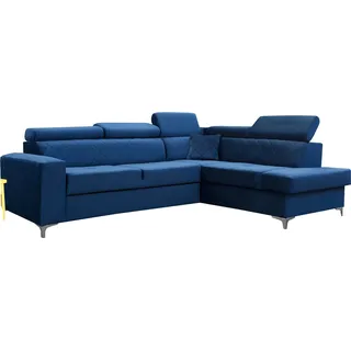 BETTSO Ecksofa mit Bettkasten mit Schlaffunktion Sofa mit Relaxfunktion und Kopfstützen Couch L Form Eckcouch Wohnlandschaft VIVIENNE Dunkelblau - Dunkelblau