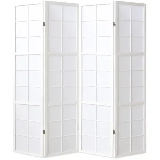 Homestyle4u Paravent 4-tlg. 176/175 cm Weiß Shoji , Holz , 176x175x2 cm , Wohnzimmer, Raumteiler, Paravents