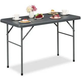 Relaxdays Gartentisch klappbar 121,5 x 61 x 74 cm Grau