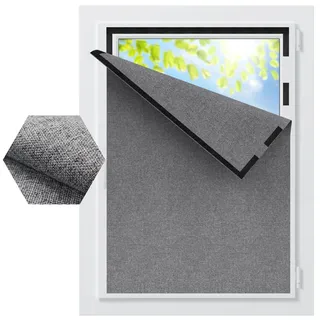 BKSAI Fenster Verdunkelung Dachfenster Leinenoptik Material-Upgrade für Faltenfreie Verdunklungsrollo ohne Bohren Verdunklungsstoff Meterware Blackout Rollo Innen Sonnenschutz Zuschneidbar