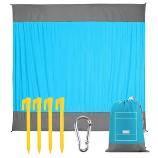 EXTUSD Stranddecke Picknickdecke 210 x 200 cm, Ultraleicht Kompakt Verschleißfest Nylon Strandtuch,Wasserdicht und sandabweisend Campingdecke mit 4 Befestigung Ecken