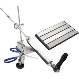 IMAGE Messerschärfer Profi, Messerschärfsystem 360° Flip Drehung mit festem Winkel, Edelstahl Messerschleifer Set mit 4 Diamant Schleifstein 240/400/600/1000 für Küchenmesser, Kochmesser