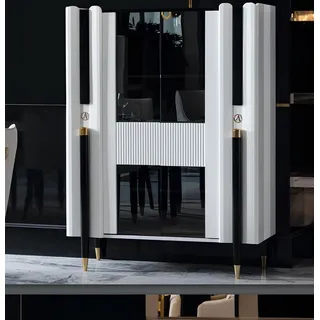 Esszimmer Anrichte Holz Schränke Möbel Wohnzimmer Anrichte Glas Schrank Vitrine - Weiß