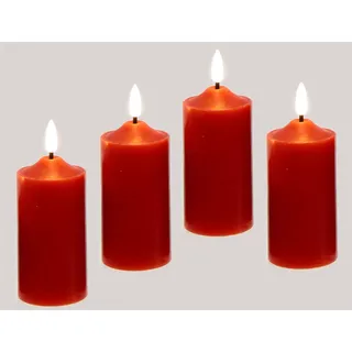 LED Kerzen Echtwachs 4er Set elektrische Kerze LED-Kerze Warmweiß Stimmungslicht Lichter Dekoration Stumpenkerze große Adventskerzen Adventskranz Kranz romantisch Valentinstag, 10cm