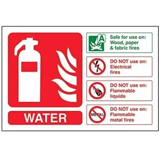 vsafety 11013 al-r Feuerlöscher Schild, Wasser ID, starrer Kunststoff, Landschaft, 150 mm x 100 mm, grün/rot