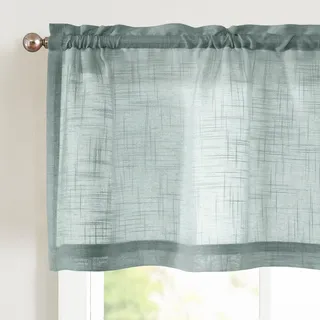 Vangao Voile Scheibengardinen Modern Küche Bistrogardine 1er Set 130Bx40Hcm mit Stangendurchzug Wohnzimmer Kurzstores Wohnwagen Vorhänge Leinenoptik Fenster Gardine Kurz Halbtransparente Blaugrau