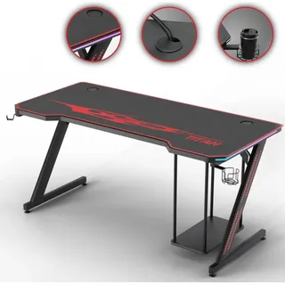 MY SIT Gaming Tisch 140 cm TITAN mit LED Beleuchtung und Mauspad