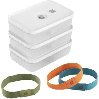 ZWILLING Fresh & Save Vakuum Lunchbox Set, L flach / 6-tlg, Kunststoff, Semitransparent-Grau