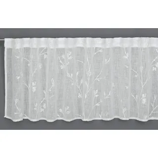 GARDINIA Bistro-Gardine mit verdeckten Schlaufen, Transparente Schiebegardine, Stickerei, 140 x 45 cm, Natur