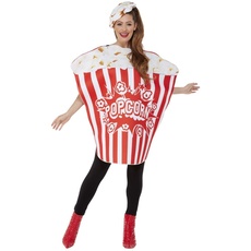 Popcorn Costume, Red & White, All In One & Hat