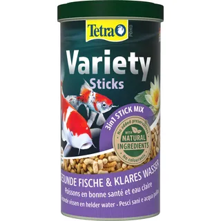 Tetra Pond Variety Sticks - Fischfutter-Mix für Teichfische aus drei verschiedenen Sticks, für die Gesundheit, Farbenpracht und Vitalität aller Fische im Teich, 1 L Dose