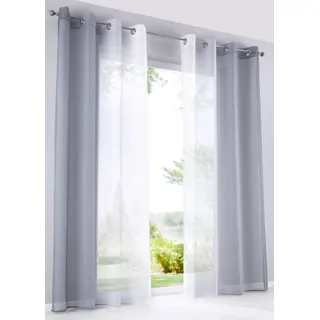Gardinenbox 2er Pack Gardinen Vertikal Farbverlauf Druck Transparent »Modena« mit Ösen und Raffhalter, Vorhang, Dekoschal HxB 145x140 cm Grautöne, 10000183