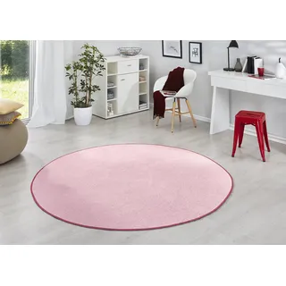 Hanse Home Teppich Fancy Rund – Wohnzimmerteppich einfarbig Modern Velours Teppich für Esszimmer, Wohnzimmer, Kinderzimmer, Flur, Schlafzimmer, Küche – Rosa, Ø200cm