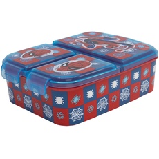 Premium Brotdose Lunchbox SPIDERMAN ARACHNID mit 3 Fächern, Bento Brotbox für Kinder - ideal für Schule, Kindergarten oder Freizeit
