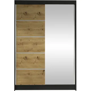 Mirjan24 Schiebetürenschrank Lino III 120 x 200 x 58 cm Schwarz/Eiche