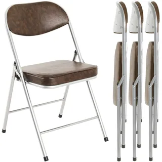 HAKU Klappstuhl gepolstert 4er-Set Klappstühle bequem alu, braun, Kunstleder - Rücken und Sitzfläche gepolstert, Stahl - Maße: B 47 x H 79 x T 53 cm, Style: Modern