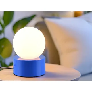 LED Tischleuchte Blau Fensterbank mit Touch dimmbar und Glaskugel Weiß Höhe 17cm