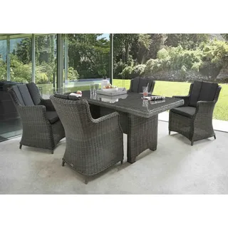 Destiny LUNA (13 tlg., 4x Sessel, Tisch, inkl. Auflagen), Aluminium, Polyrattan, grau