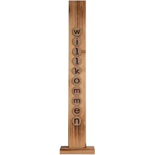 NÄVE LED Dekoobjekt »Willkommen« LED-Board 1 Stk. Warmweiß Holz-Stehleuchte, Höhe ca. 82cm, Batteriebetrieben, beige