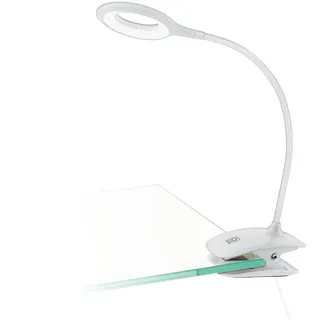 EGLO LED Klemmlampe Cabado mit Akku, Klemmleuchte mit Touch, neutralweiß, dimmbar, Schreibtischlampe aus Kunststoff, Klemmspot in Weiß, Leselampe mit Klemme