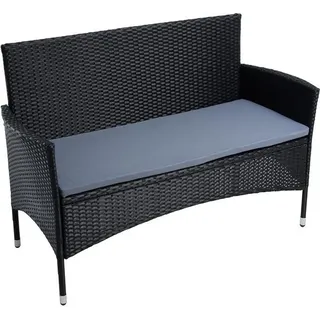 Gartenbank Rattan Gartenmöbel 2-Sitzer Rattanmöbel Sitzbank Sitzkissen Schwarz - Schwarz