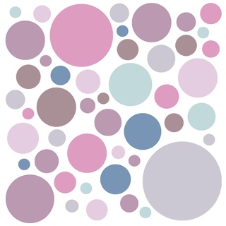 WandSticker4U®- 6 Bögen, 93 PUNKTE zum Kleben, pastell ROSA LILA BLAU GRAU I Wandtattoo Punkte Kinderzimmer Wandsticker Kreise Dots I Möbelsticker Klebepunkte Mädchen & Junge Deko GROß