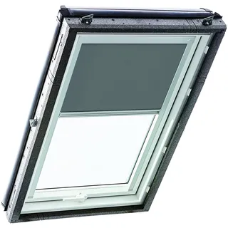 Original Roto Rollo Exclusiv ZRE für Roto Dachfenster - Führungsschiene Silber - Tageslichtrollo für Baureihe Designo R4/R7 und Classic 43/73 - Größe 114/098 | 11/09 - Stofffarbe Dunkelgrau