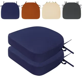 RUIXUAN 2pcs Stuhlkissen mit Bändern 50x50x8 Set für den Außenbereich, wasserdichte Schaumstoff Sitzkissen Garten Sitzpolster Stuhl Terrassenstuhlkissen m Esszimmerstuhl Stuhlauflage (Blau-2pcs)